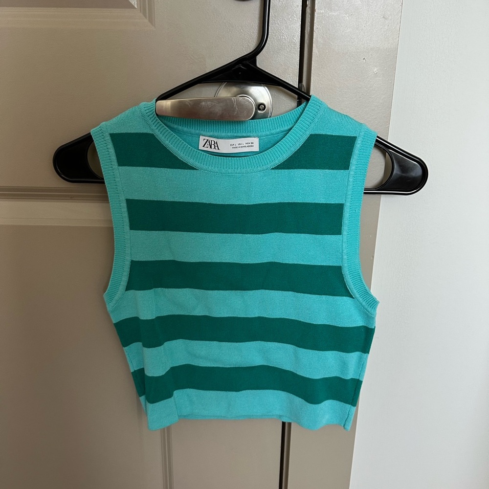 Zara blue and green top